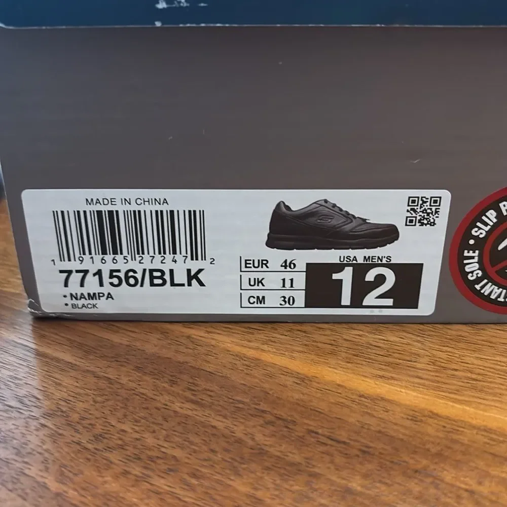 Skechers Work Men's Black Nampa Memory Foam Relaxed Fit Service Shoe Size 12
